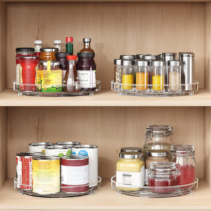4 Pack Lazy Susan Organizer, 9.5 Inch Lazy Susan Turntable for Cabinet, Refrigerator Organizer for Pantry Organizers and Storage, Non-Skid Fridge Organizer
