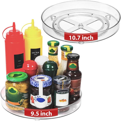 4 Pack Lazy Susan Organizer, 9.5 Inch Lazy Susan Turntable for Cabinet, Refrigerator Organizer for Pantry Organizers and Storage, Non-Skid Fridge Organizer