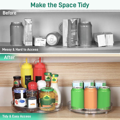 4 Pack Lazy Susan Organizer, 9.5 Inch Lazy Susan Turntable for Cabinet, Refrigerator Organizer for Pantry Organizers and Storage, Non-Skid Fridge Organizer