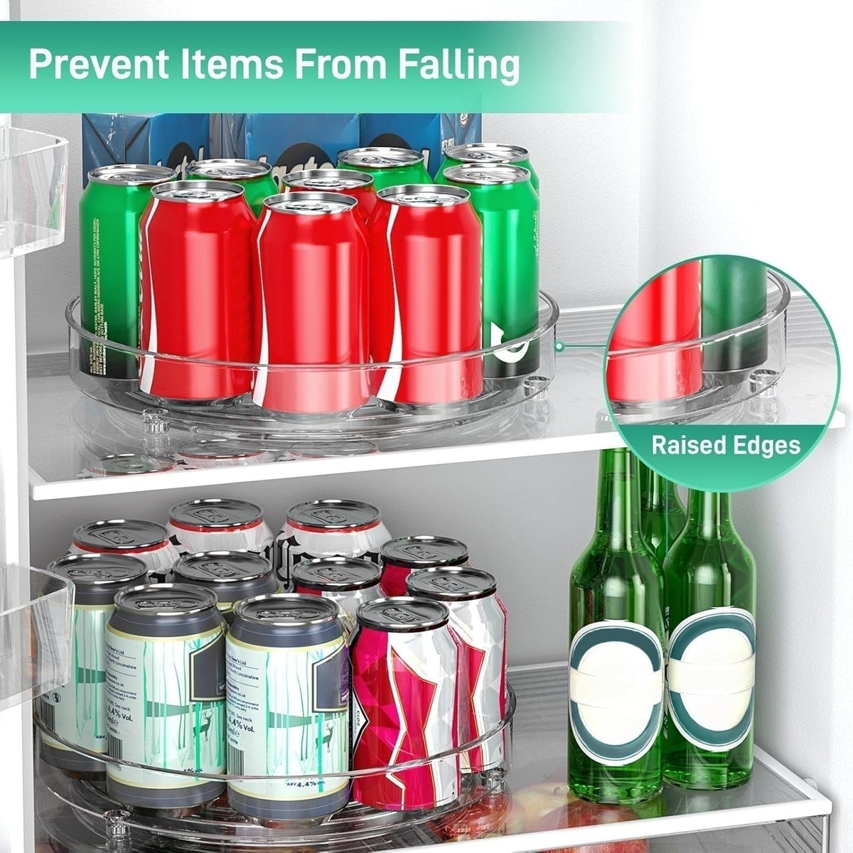4 Pack Lazy Susan Organizer, 9.5 Inch Lazy Susan Turntable for Cabinet, Refrigerator Organizer for Pantry Organizers and Storage, Non-Skid Fridge Organizer