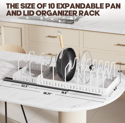 Lozovin Pull Out Pots and Pans Organizer Under Cabinet, Sliding Lid Holder and Pan Rack in Kitchen, Slide Out Inside Cabinet Storage for Pot Lid, Bakeware, Dishes, 8 Adjustable Dividers, 2 Pack Black