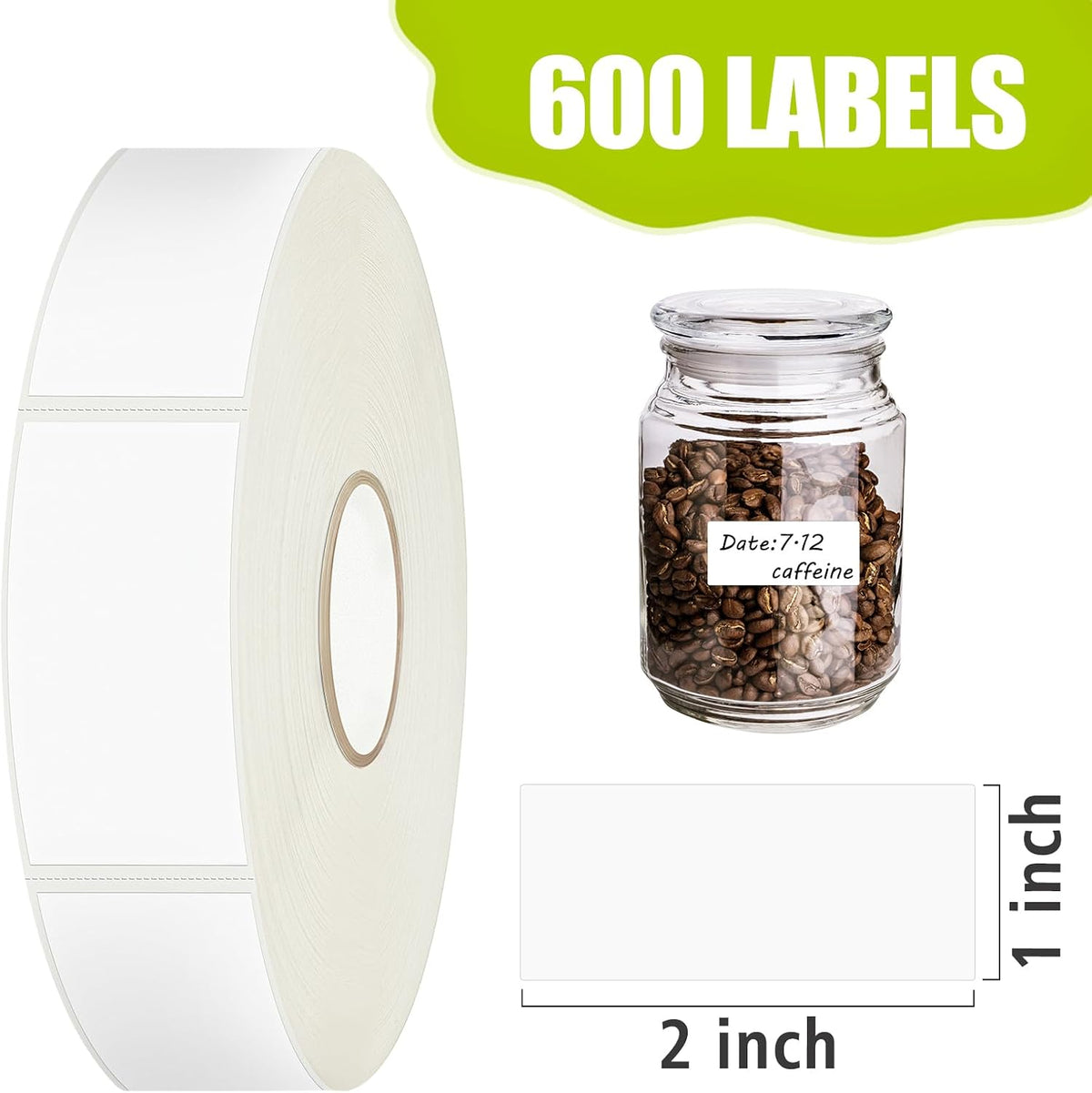 1200 Blank Removable Freezer Labels Water Oil Resistant with Perforation Line for Easy Distribution and Use,Apply Food containers Jars,and Kitchen Pantry Organization (1 "x 2")