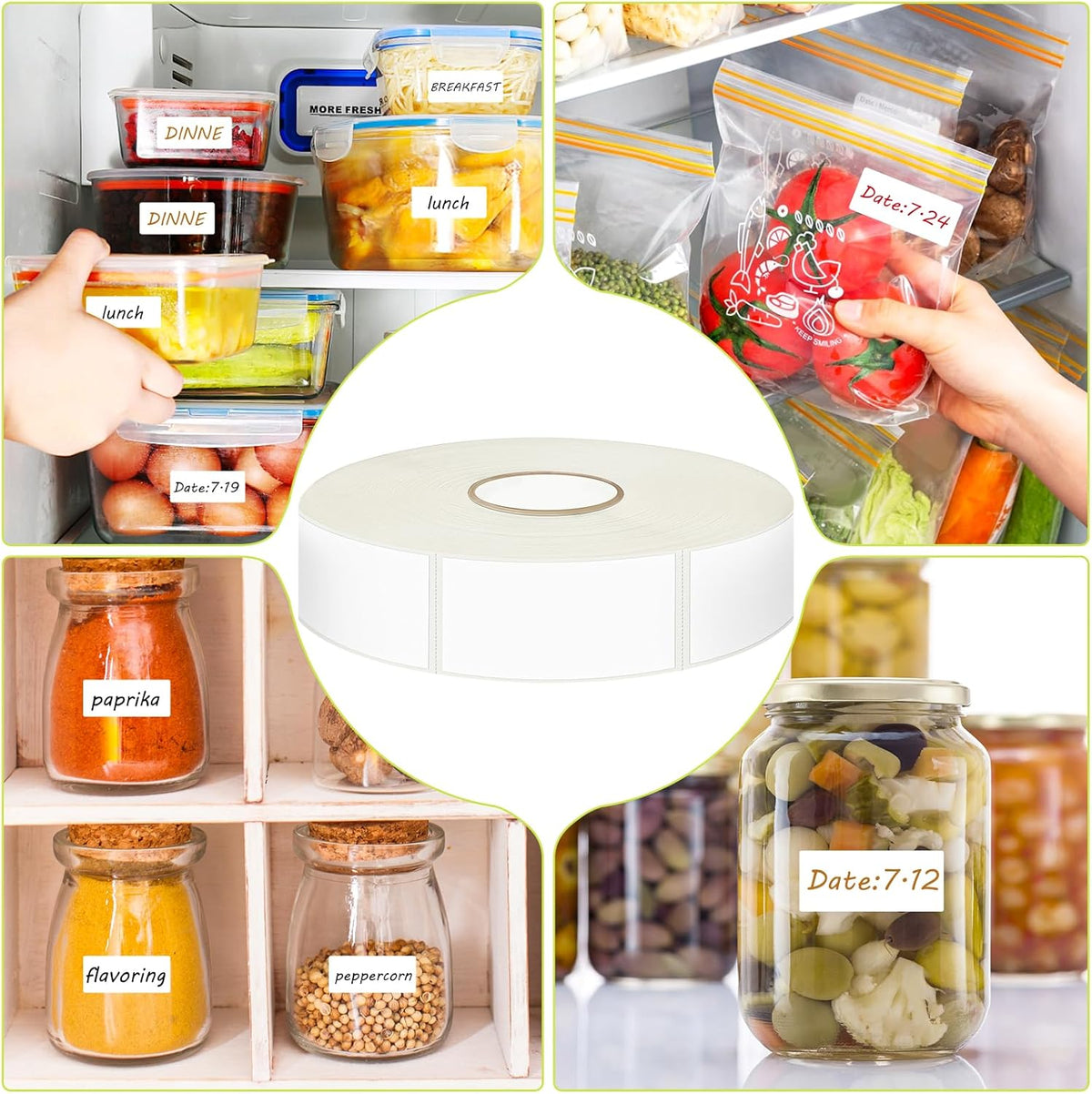 1200 Blank Removable Freezer Labels Water Oil Resistant with Perforation Line for Easy Distribution and Use,Apply Food containers Jars,and Kitchen Pantry Organization (1 "x 2")