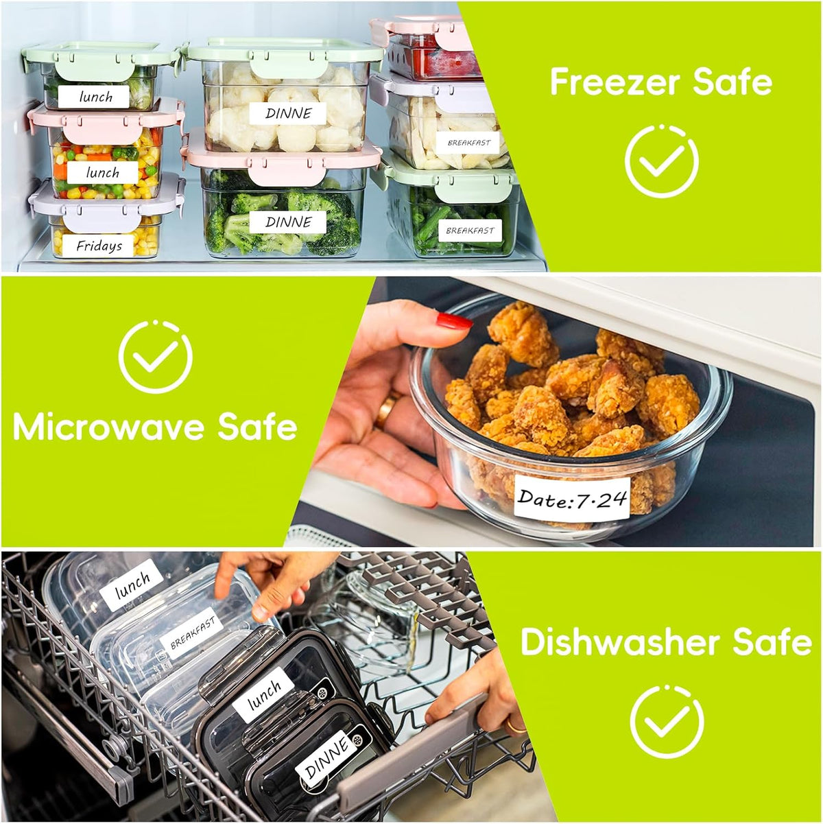 1200 Blank Removable Freezer Labels Water Oil Resistant with Perforation Line for Easy Distribution and Use,Apply Food containers Jars,and Kitchen Pantry Organization (1 "x 2")