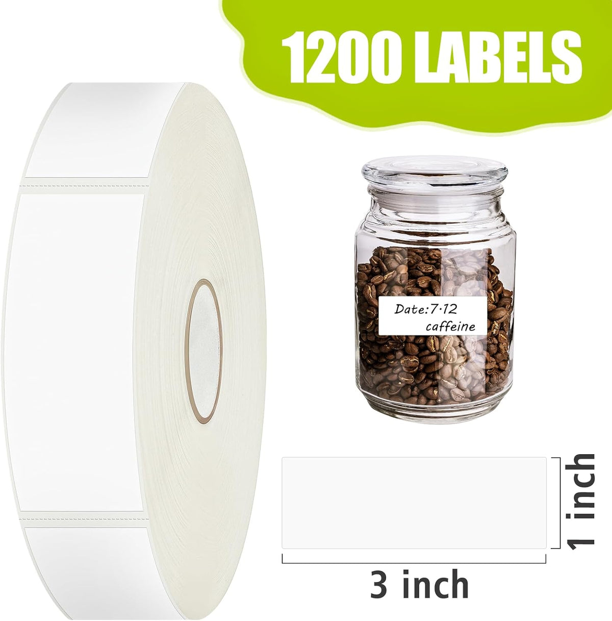 1200 Blank Removable Freezer Labels Water Oil Resistant with Perforation Line for Easy Distribution and Use,Apply Food containers Jars,and Kitchen Pantry Organization (1 "x 2")