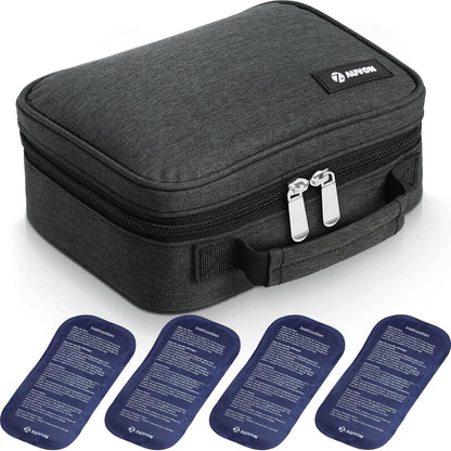 Large Insulin Cooler Travel Case, 4×160g TSA-Approved Ice Packs | Medication Cooler for Travel Holds 8 Insulin Pens & Diabetic Supplies, Portable Handle for Daily Life and Trips