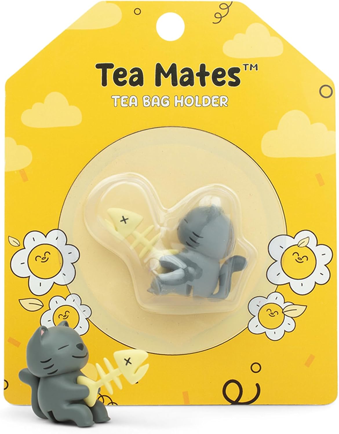 1pc Cute Fishing Cat - Tea Bag Holder and String Rest - Tea Accessory for Cup and Mug - Unique Funny Novelty Toy Gift Idea - Animal Figurine Drink Marker