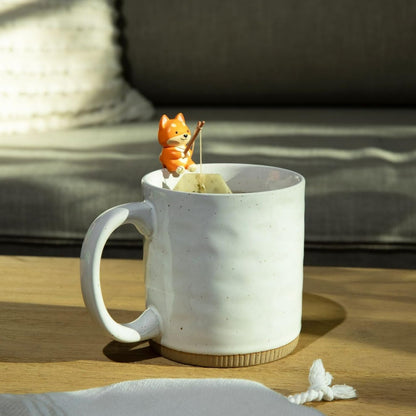 1pc Cute Fishing Cat - Tea Bag Holder and String Rest - Tea Accessory for Cup and Mug - Unique Funny Novelty Toy Gift Idea - Animal Figurine Drink Marker