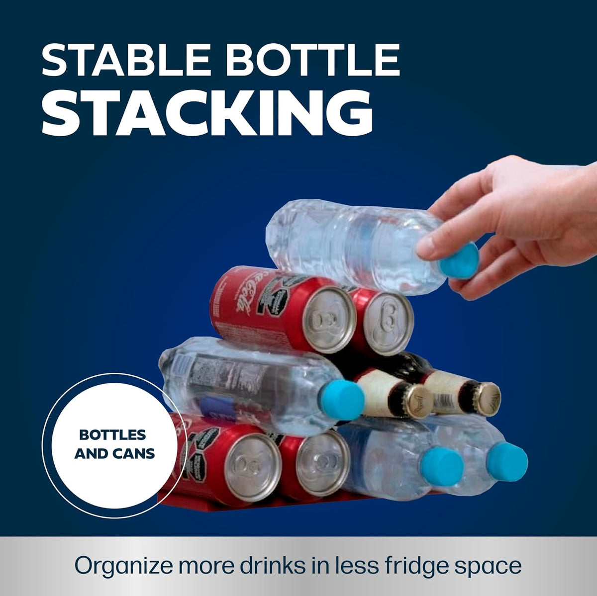 Drink Organizer for Fridge, 1 Pack Soda Can Refrigerator Organizers and Storage, Beer-Wine-Water Bottle Holder, Fridge Monkey - Durable Non-Slip & Roll