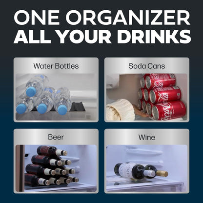 Drink Organizer for Fridge, 1 Pack Soda Can Refrigerator Organizers and Storage, Beer-Wine-Water Bottle Holder, Fridge Monkey - Durable Non-Slip & Roll