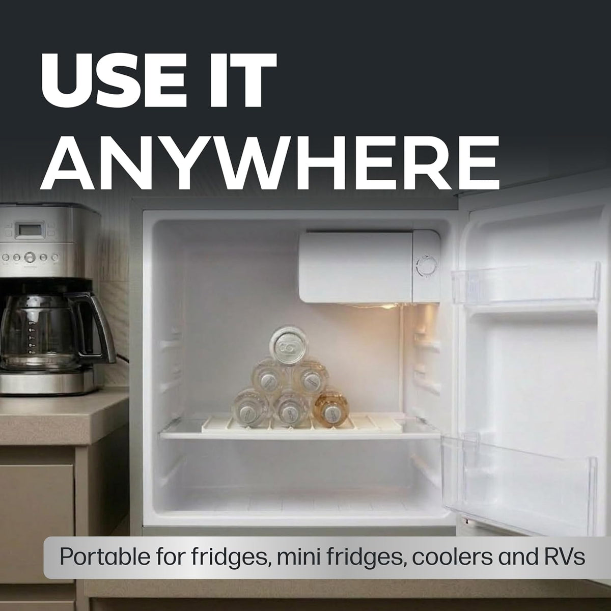 Drink Organizer for Fridge, 1 Pack Soda Can Refrigerator Organizers and Storage, Beer-Wine-Water Bottle Holder, Fridge Monkey - Durable Non-Slip & Roll