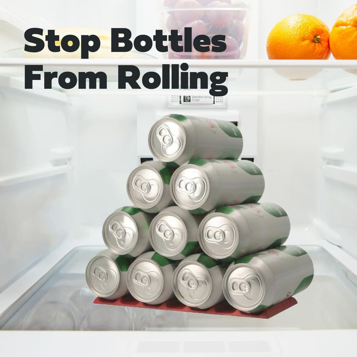 Drink Organizer for Fridge, 1 Pack Soda Can Refrigerator Organizers and Storage, Beer-Wine-Water Bottle Holder, Fridge Monkey - Durable Non-Slip & Roll