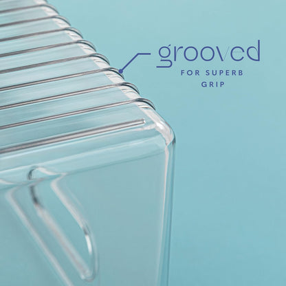 Plastic Food Storage 2 Pack Clear Container Bin with Handles for Organizing Kitchen, Pantry, Refrigerator, Freezer, Pantry, Cabinet, Closet, Bathroom. 16”x6”x5”