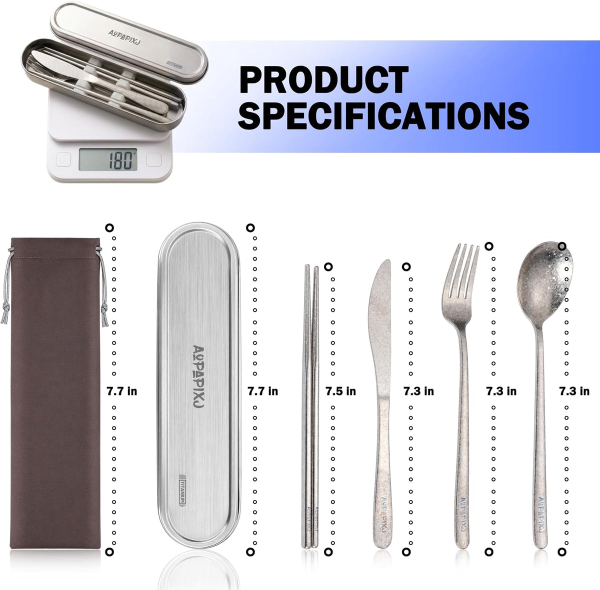 Travel cutlery set, 18/8 stainless steel cutlery, Reusable utensils set with case, Portable Silverware Lunch Box for Camping and Office (Stainless Steel)
