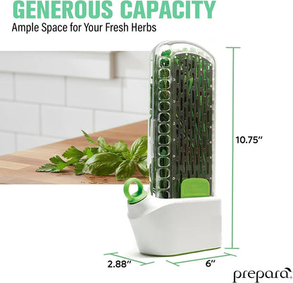Herb Savor Pod 2.0 Storage Container - White, Set of 2 | BPA Free Plastic Fresh Herb Keeper, Fridge Door Design, Pouring Spout, Hinged Door, Dishwasher Safe, 3.2" x 2.6" x 11.3"