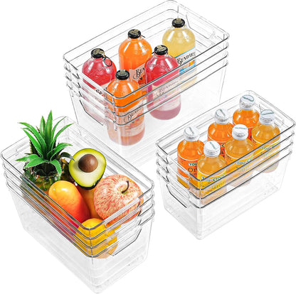 Middle Organizers and Storage, Pantry Organization and Storage Bins, Cabinet Organizer, Clear Plastic Storage Containers with Handle，Acrylic Storage Bins for Cabinet, Fridge