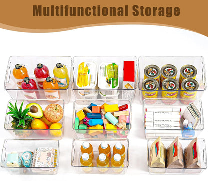Middle Organizers and Storage, Pantry Organization and Storage Bins, Cabinet Organizer, Clear Plastic Storage Containers with Handle，Acrylic Storage Bins for Cabinet, Fridge