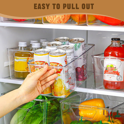Middle Organizers and Storage, Pantry Organization and Storage Bins, Cabinet Organizer, Clear Plastic Storage Containers with Handle，Acrylic Storage Bins for Cabinet, Fridge