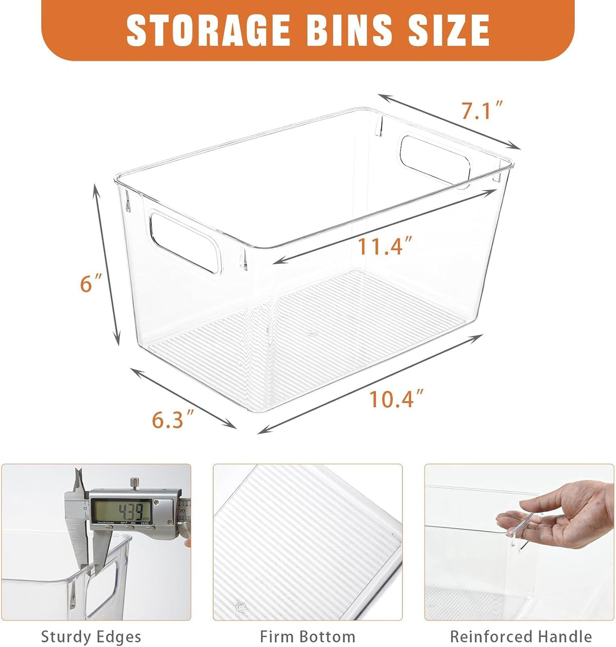 Middle Organizers and Storage, Pantry Organization and Storage Bins, Cabinet Organizer, Clear Plastic Storage Containers with Handle，Acrylic Storage Bins for Cabinet, Fridge