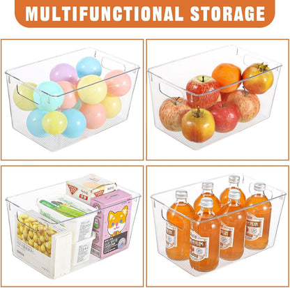 Middle Organizers and Storage, Pantry Organization and Storage Bins, Cabinet Organizer, Clear Plastic Storage Containers with Handle，Acrylic Storage Bins for Cabinet, Fridge