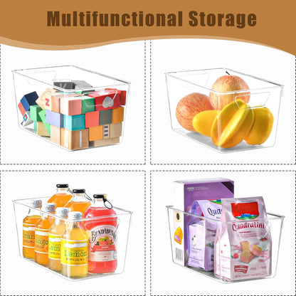 Middle Organizers and Storage, Pantry Organization and Storage Bins, Cabinet Organizer, Clear Plastic Storage Containers with Handle，Acrylic Storage Bins for Cabinet, Fridge