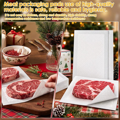 200 Pcs Meat Absorbent Pads 4x7 Inch Meat Soaker Pads for Vacuum Sealer Bags Fish and Poultry Pad 60 Grams (White)