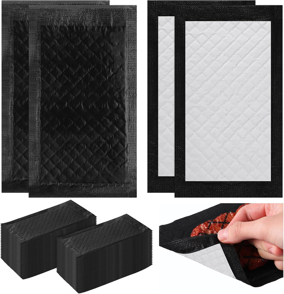 200 Pcs Meat Absorbent Pads 4x7 Inch Meat Soaker Pads for Vacuum Sealer Bags Fish and Poultry Pad 60 Grams (White)