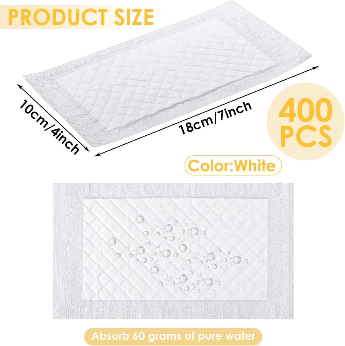 200 Pcs Meat Absorbent Pads 4x7 Inch Meat Soaker Pads for Vacuum Sealer Bags Fish and Poultry Pad 60 Grams (White)