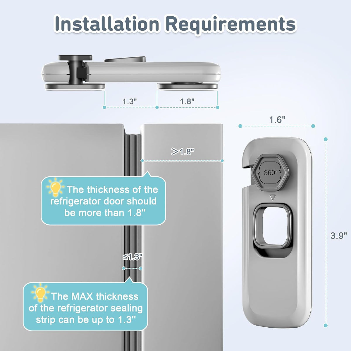 6 Pack Fridge Lock, Freezer Door Lock Child Safety, 3M Adhesive Hold