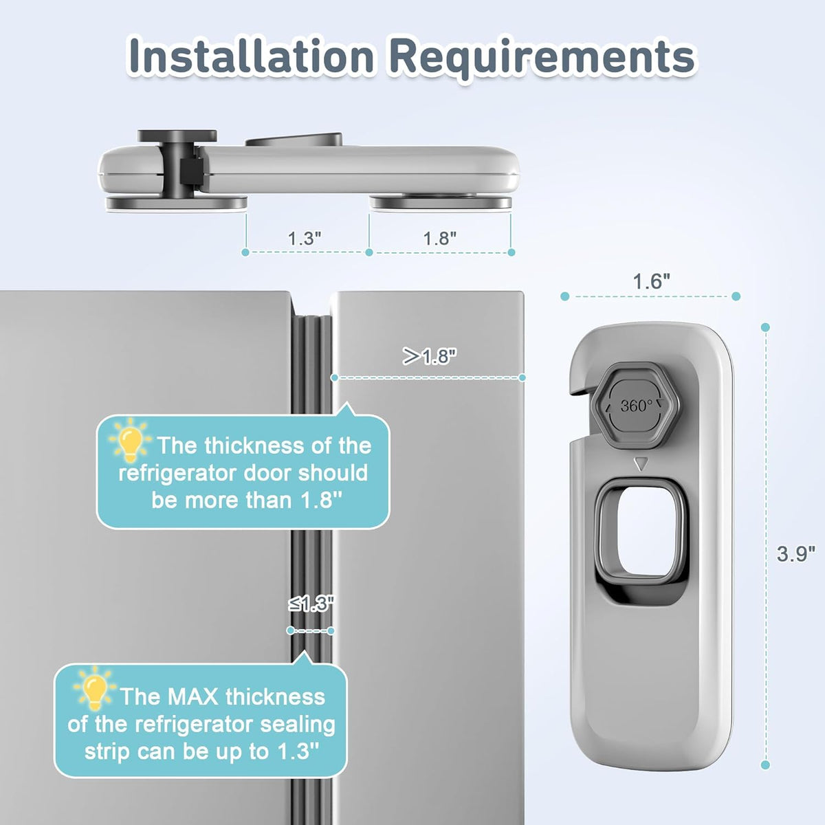 6 Pack Fridge Lock, Freezer Door Lock Child Safety, 3M Adhesive Hold