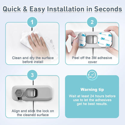 6 Pack Fridge Lock, Freezer Door Lock Child Safety, 3M Adhesive Hold