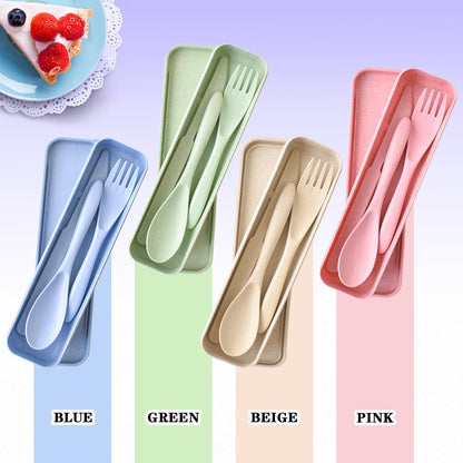 4 Sets Travel Utensils with Case, Reusable Cutlery Set for Lunch Box