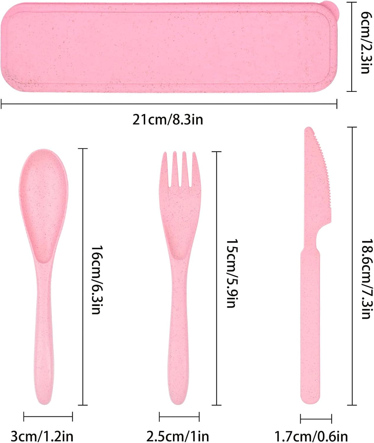 4 Sets Travel Utensils with Case, Reusable Cutlery Set for Lunch Box