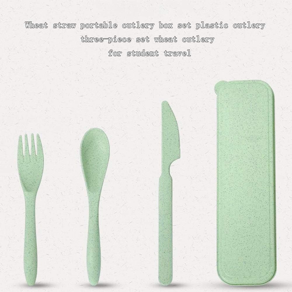 4 Sets Travel Utensils with Case, Reusable Cutlery Set for Lunch Box