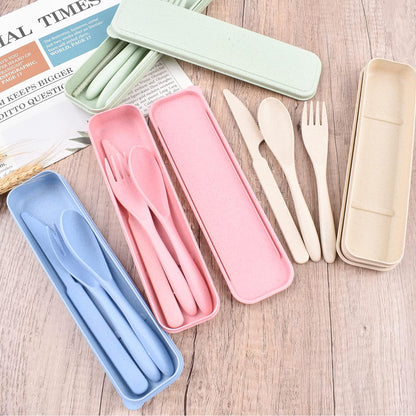 4 Sets Travel Utensils with Case, Reusable Cutlery Set for Lunch Box