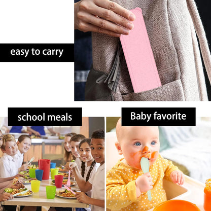 4 Sets Travel Utensils with Case, Reusable Cutlery Set for Lunch Box