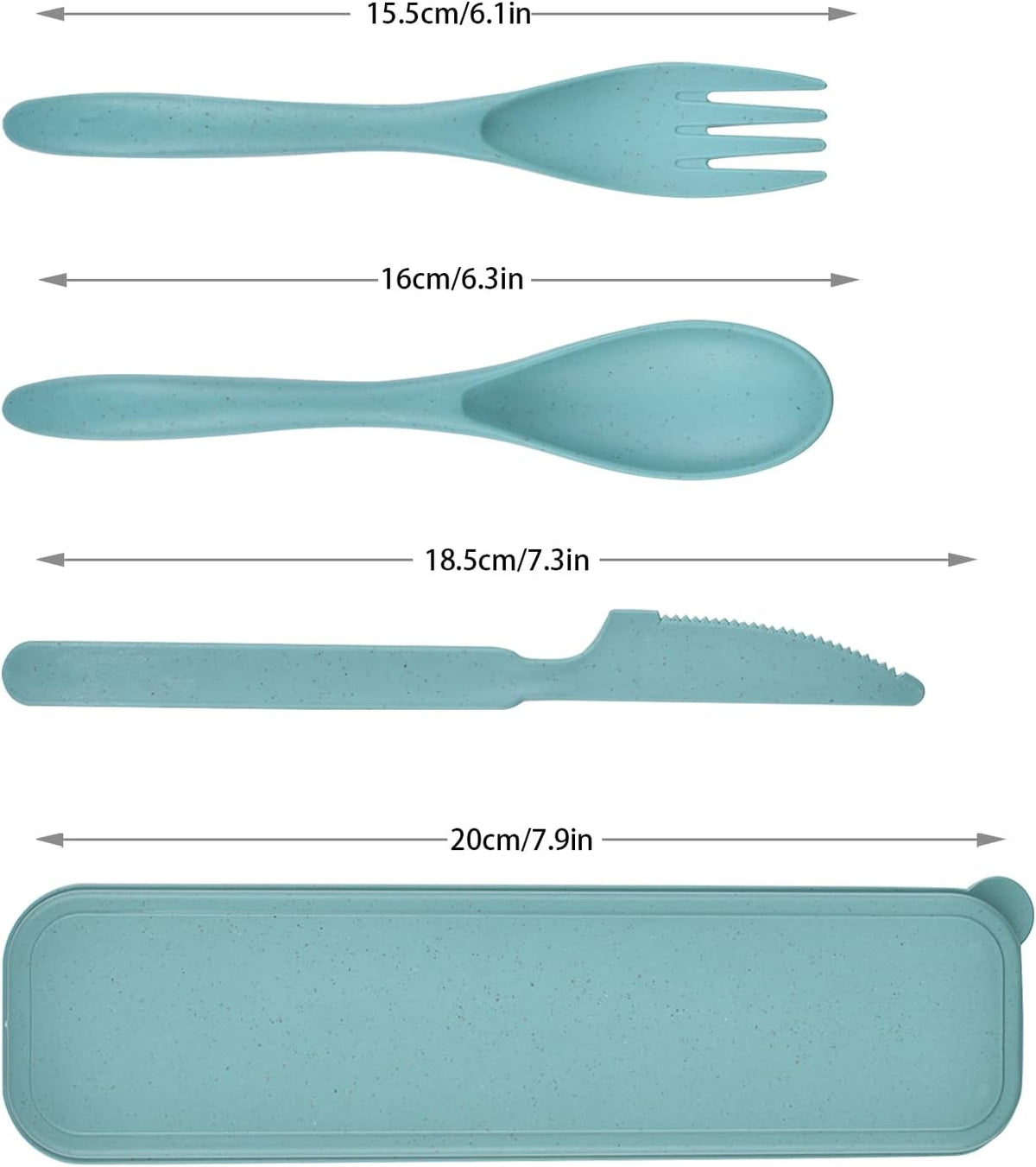 4 Sets Travel Utensils with Case, Reusable Cutlery Set for Lunch Box