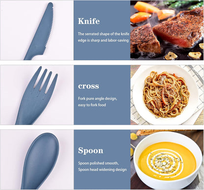 4 Sets Travel Utensils with Case, Reusable Cutlery Set for Lunch Box