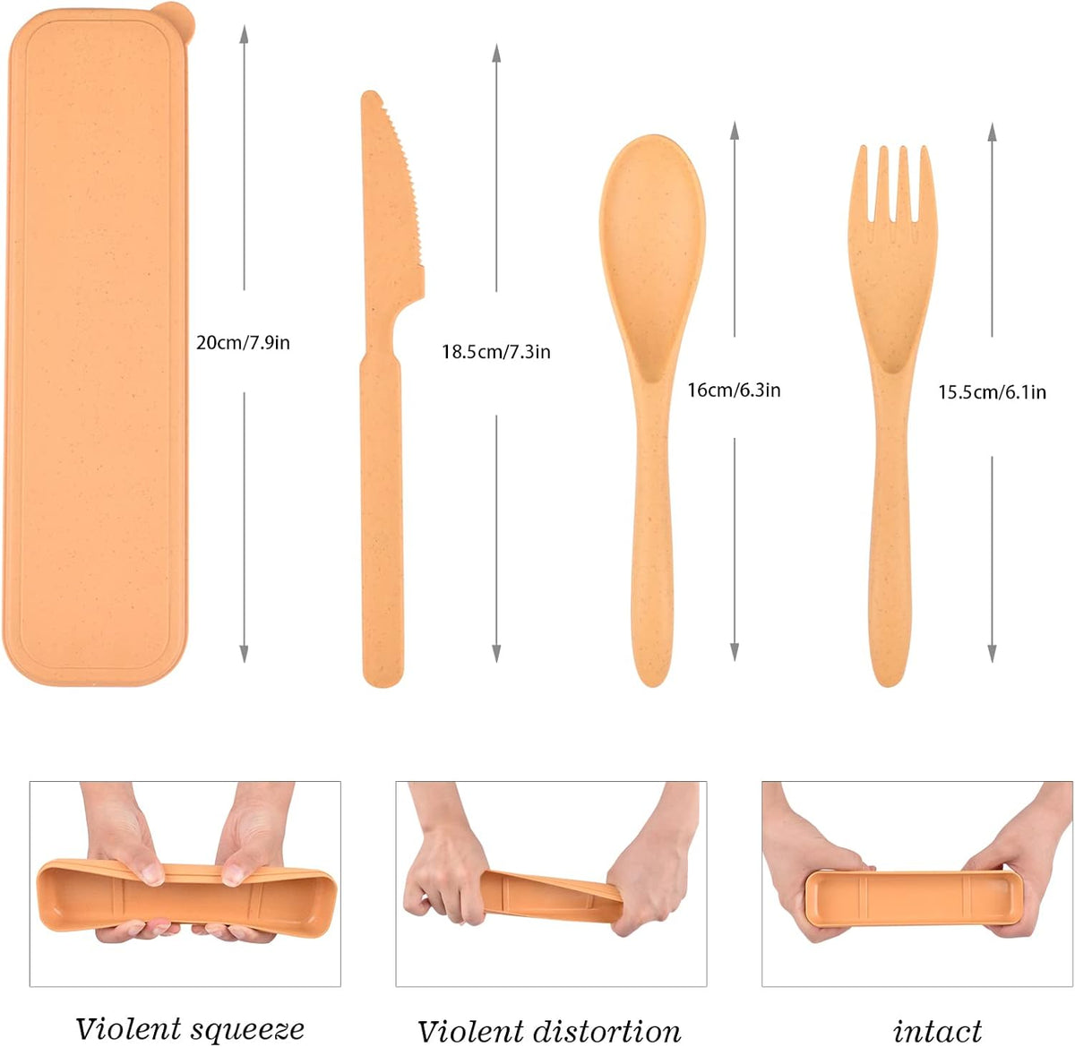 4 Sets Travel Utensils with Case, Reusable Cutlery Set for Lunch Box