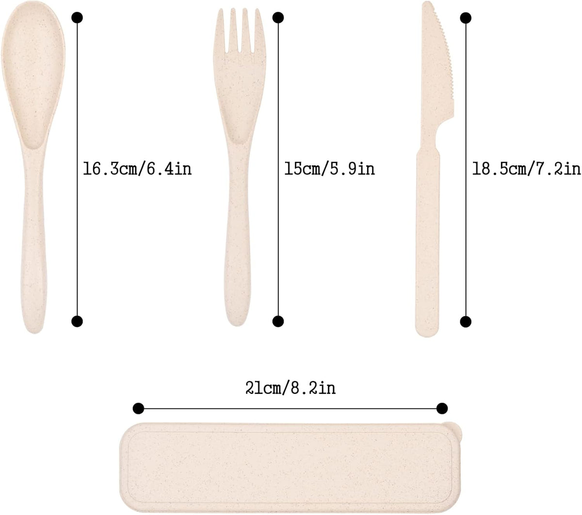 4 Sets Travel Utensils with Case, Reusable Cutlery Set for Lunch Box