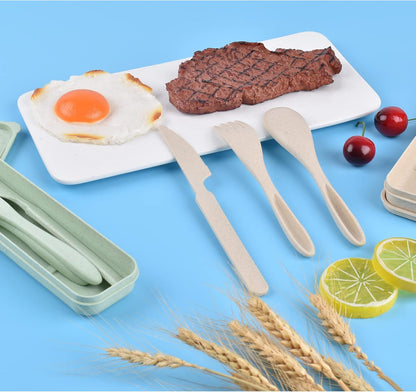 4 Sets Travel Utensils with Case, Reusable Cutlery Set for Lunch Box