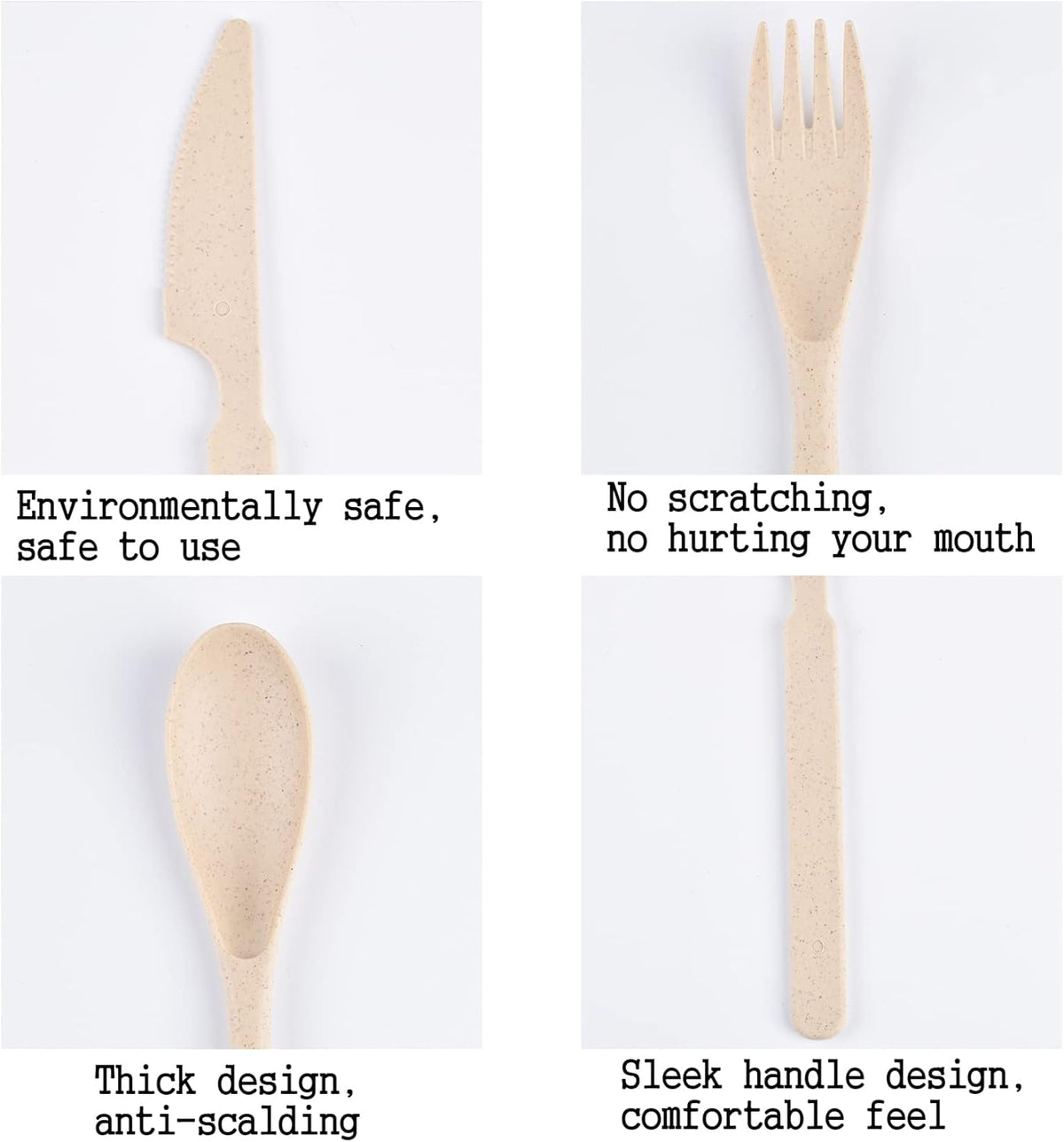 4 Sets Travel Utensils with Case, Reusable Cutlery Set for Lunch Box