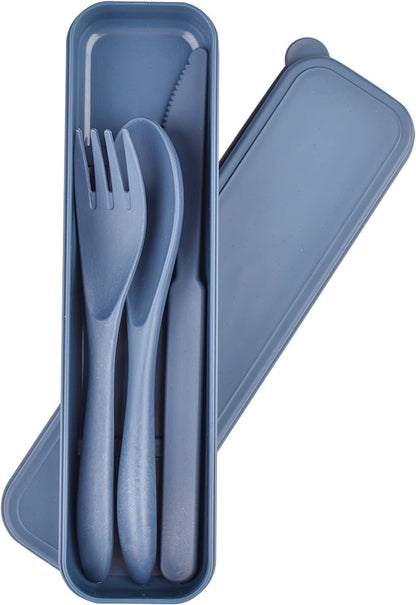 4 Sets Travel Utensils with Case, Reusable Cutlery Set for Lunch Box