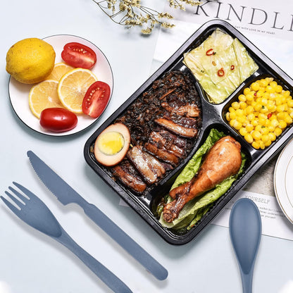 4 Sets Travel Utensils with Case, Reusable Cutlery Set for Lunch Box