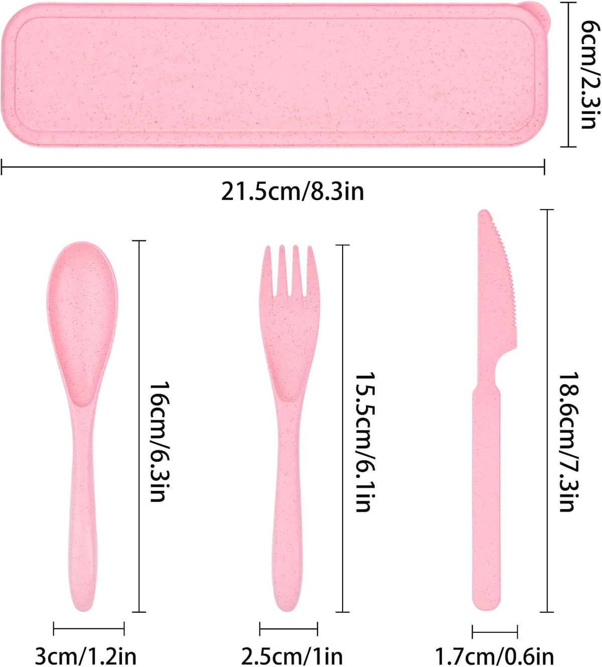 4 Sets Travel Utensils with Case, Reusable Cutlery Set for Lunch Box