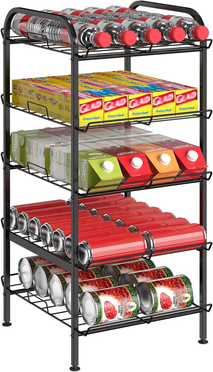 Water Bottle Organizer 7 Tier Freestanding Water Bottle Storage Organizer Metal Bottle Rack Holder Stand Shelf for Kitchen Pantry Food Storage (Black)