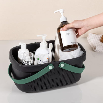 Plastic Storage Basket with Handle Portable Shower Caddy Tote Organizer Basket Bin for Bathroom Kitchen Dorm Room Bedroom, Green