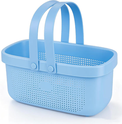 Plastic Storage Basket with Handle Portable Shower Caddy Tote Organizer Basket Bin for Bathroom Kitchen Dorm Room Bedroom, Green