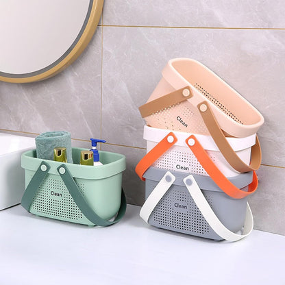 Plastic Storage Basket with Handle Portable Shower Caddy Tote Organizer Basket Bin for Bathroom Kitchen Dorm Room Bedroom, Green