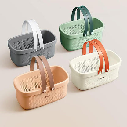 Plastic Storage Basket with Handle Portable Shower Caddy Tote Organizer Basket Bin for Bathroom Kitchen Dorm Room Bedroom, Green